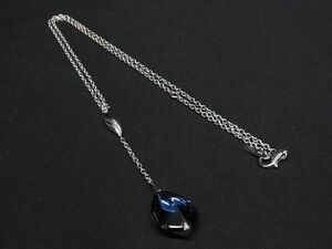 1円 ■極美品■ Baccarat バカラ SV925×クリスタルガラス ネックレス ペンダント アクセサリー レディース シルバー系×ブルー系 AW9052