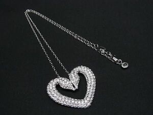 1円 ■新品■未使用■ SWAROVSKI スワロフスキー ラインストーン ハート スワン ネックレス ペンダント アクセサリー シルバー系 AW9403