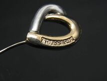 1円 ■美品■ TRUSSARDI トラサルディ K18 18金×SV925 ハート ピンブローチ ピンバッジ アクセサリー ゴールド系×シルバー系 AZ3753_画像4