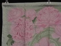 1円 ■美品■ HERMES エルメス Les Pivoines【芍薬】カレ90 シルク スカーフ ストール レディース グリーン系×ピンク系 BG8659_画像2