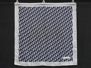 1 jpy ChristianDior Christian Dior Toro ta- silk 100% scarf stole shawl lady's gray series × navy series AY3262