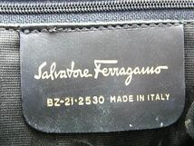 1円 Salvatore Ferragamo フェラガモ BZー21 2530 ヴァラ クロコダイル型押しレザー トートバッグ ショルダー 肩掛け ブラック系 AX6738_画像6