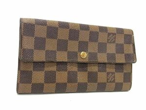 1円 LOUIS VUITTON ルイヴィトン N61725 ダミエ ポシェットポルトモネクレディ 二つ折り 長財布 ウォレット ブラウン系 FA8147