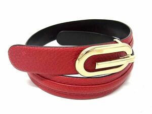 1 jpy # beautiful goods # GUCCI Gucci 132201 214351 leather Gold metal fittings belt declared size 75*30 men's lady's red group AX6728