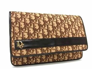 1 иен ChristianDior Christian Dior Toro ta- парусина × кожа общий рисунок ручная сумочка клатч оттенок коричневого AZ4235