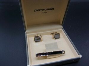 ■美品■ pierre cardin ピエールカルダン カフス カフリンクス タイピン アクセサリー ゴールド系×ブラック系 DE1902