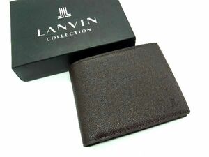 ■極美品■ LANVIN ランバン レザー 二つ折り 財布 ウォレット 札入れ 小銭入れ 紳士 ビジネス メンズ ブラウン系 DE2301