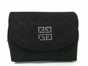 ■美品■ GIVENCHY ジバンシィ ナイロン ラインストーン 総柄 コスメポーチ メイクポーチ マルチケース 小物入れ ブラック系 DD6726