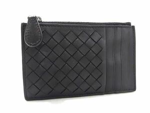 1円 ■美品■ BOTTEGA VENETA ボッテガヴェネタ イントレチャート レザー コインケース コインパース カードケース ブラック系 AW7561