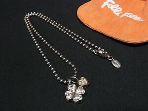 1 jpy Folli Follie Folli Follie SV925 Heart clover rhinestone necklace accessory lady's silver group FA2925