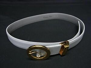 1 jpy ChristianDior Christian Dior leather Gold metal fittings belt lady's light blue series AW6455