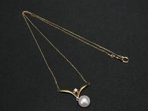 1円 ■美品■ MIKIMOTO ミキモト 本真珠 アコヤ真珠 K18 18金 ダイヤモンド パール 約6mm ネックレス アクセサリー ゴールド系 FC3829_画像1