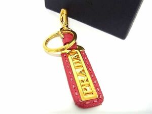 1 jpy # ultimate beautiful goods # PRADA Prada leather Gold metal fittings key holder key ring charm lady's pink series FA4248