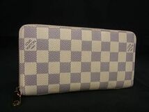 1円 ■美品■ LOUIS VUITTON ルイヴィトン N60019 ダミエアズール ジッピーウォレット ラウンドファスナー 長財布 アイボリー系 AY1627_画像1