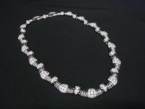 1円 ■極美品■ SWAROVSKI スワロフスキー ラインストーン ネックレス アクセサリー レディース シルバー系 AZ2135