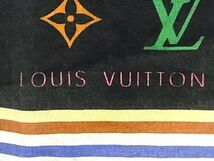 1円 LOUIS VUITTON ルイヴィトン モノグラムマルチカラー レインボー スカーフ ハンカチーフ ポケットチーフ ブラック系 AZ2937_画像4