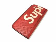 1円 LOUIS VUITTON ルイヴィトン M64498 エピ Supreme シュプリーム コラボ フォリオ iPhone 7 対応 手帳型 スマホケース レッド系 BK1394_画像2