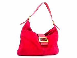 1 jpy FENDI Fendi man ma bucket suede × leather one steering wheel handbag shoulder shoulder .. lady's pink series AZ1019