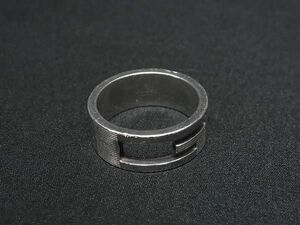 1円 ■美品■ GUCCI グッチ ブランデッドG SV925 リング 指輪 アクセサリー 表記サイズ17(約16号) レディース メンズ シルバー系 AZ3273