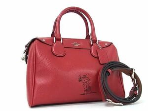 1 jpy # beautiful goods # COACH Coach Peanuts collaboration Snoopy leather 2WAY Cross body handbag shoulder lady's red group FA7968
