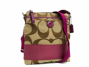 1 jpy # beautiful goods # COACH Coach signature canvas × nylon Cross body shoulder bag diagonal .. navy series × purple series AZ4249