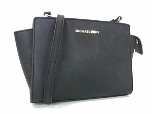 1円 ■極美品■ MICHAEL KORS マイケルコース レザー クロスボディ ショルダーバッグ 斜め掛けかばん レディース ブラック系 AY3360