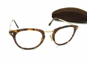 1円 ■美品■ TOM FORD トムフォード TF5466 056 49□22 145 べっ甲調 度入り メガネ 眼鏡 めがね レディース メンズ ブラウン系 FB0803