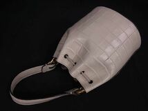 1円 ■美品■ FURLA フルラ コロナ クロコ型押しレザー 巾着型 2WAY ショルダーバッグ ハンドバッグ 斜め掛け ライトベージュ系 AY3632_画像3