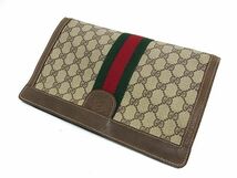 1円 GUCCI オールドグッチ 37 014 2125 ヴィンテージ シェリーライン GG柄 PVC クラッチバッグ セカンドバッグ メンズ ベージュ系 AZ4262_画像2