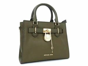 1円 ■極美品■ MICHAEL KORS マイケルコース レザー ハンドバッグ レディース カーキ系 AY3575