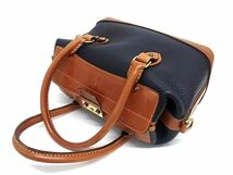 1円 ■美品■ DOONEY&BOURKE ドゥーニーアンドバーク レザー クロスボディ 2WAY ハンドバッグ ショルダー ネイビー系×ブラウン系 AZ4259_画像3