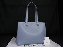 1円 ■美品■ FURLA フルラ ネクスト レザー ハンドバッグ トートバッグ ショルダーバッグ 肩掛け レディース ライトブルー系 AY3557_画像1