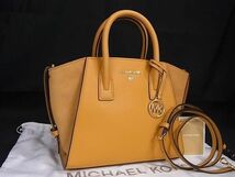 1円 ■極美品■ MICHAEL KORS マイケルコース レザー×スエード 2WAY ハンドバッグ ショルダーバッグ レディース イエロー系 AY3571_画像1