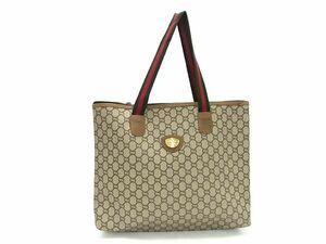 1円 ■美品■ GUCCI グッチ オールドグッチ ヴィンテージ シェリーライン グッチプラス PVC ハンドバッグ トートバッグ ベージュ系 AY3636