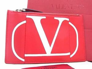 # as good as new # VALENTINO GARAVANI Valentino galava-ni leather f rug men to case card-case change purse . red group AV8812