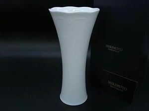 ■新品同様■ MIKIMOTO ミキモト フラワーベース 花瓶 オブジェ インテリア 置物 ホワイト系 BF7075