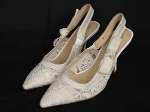 # действующий товар # как новый # ChristianDior Dior J*ADIOR sling задний парусина каблук туфли-лодочки 38 ( примерно 25.0cm) обувь обувь AW1939