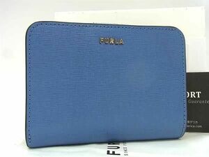 # as good as new # FURLA Furla leather folding twice purse wallet lady's blue group BG7434