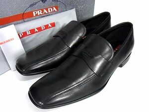 ■極美品■ PRADA プラダ プラダスポーツ レザー ローファー サイズ 9 (約28.0cm) 靴 シューズ ビジネス 紳士 メンズ ブラック系 FA0100