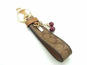 # as good as new # COACH Coach Mini signature leather Cherry key ring key holder charm brown group FA0542