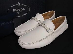 ■新品同様■ PRADA プラダ 2DD114 レザー ローファー 表記サイズ 9 (約28.0cm) 靴 シューズ 紳士 メンズ アイボリー系 FA0099