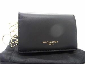 ■新品同様■ SAINT LAURENT サンローラン レザー 6連 キーケース 鍵入れ レディース メンズ ブラック系 FC2637