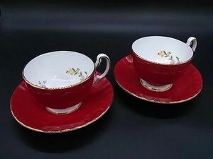 # ultimate beautiful goods # AYNSLEY Aynsley cup & saucer tableware table wear pair 2 customer set red group CD1235