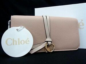 ■新品同様■ Chloe クロエ アルファベットフラップ レザー 二つ折り 長財布 ウォレット レディース ピンク系 FA4117