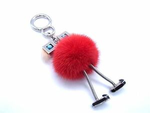 # ultimate beautiful goods # FENDI Fendi fur key ring key holder charm red group × silver group FD0251