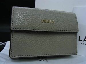 ■新品同様■ FURLA フルラ レザー 三つ折り 財布 ウォレット レディース グレージュ系 BG8482