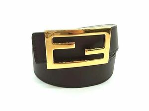 ■極美品■ FENDI フェンディ レザー ゴールド金具 ベルト メンズ レディース ブラウン系 FA7862