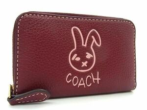 ■新品同様■ COACH コーチ CF941 ルーナー レザー コインケース コインパース 小銭入れ ボルドー系 AZ1921