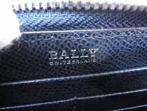 ■新品同様■ BALLY バリー レザー ラウンドファスナー 長財布 ウォレット メンズ レディース ネイビー系 FA7143_画像6