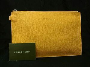 # as good as new # LONGCHAMP Long Champ leather pouch multi case case lady's mustard yellow series DD5085